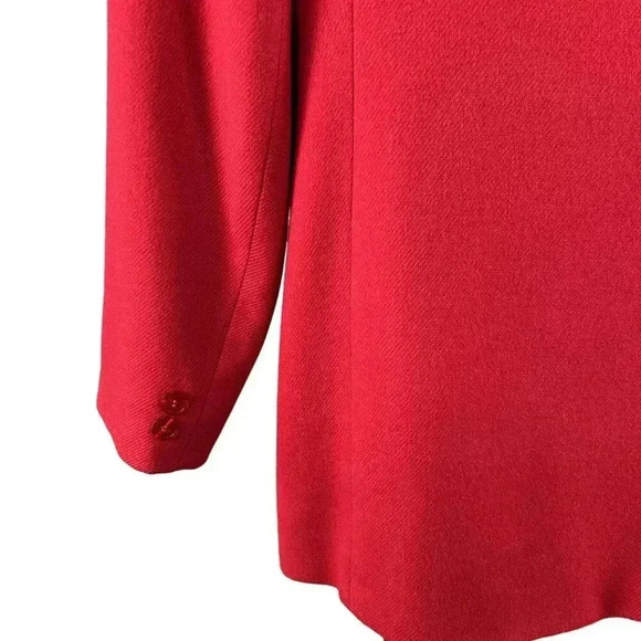 DUMAS Womens Sz XL 100% Pure Wool Blazer Lined Holiday Red Career Wear Old Money - Picture 6 of 16